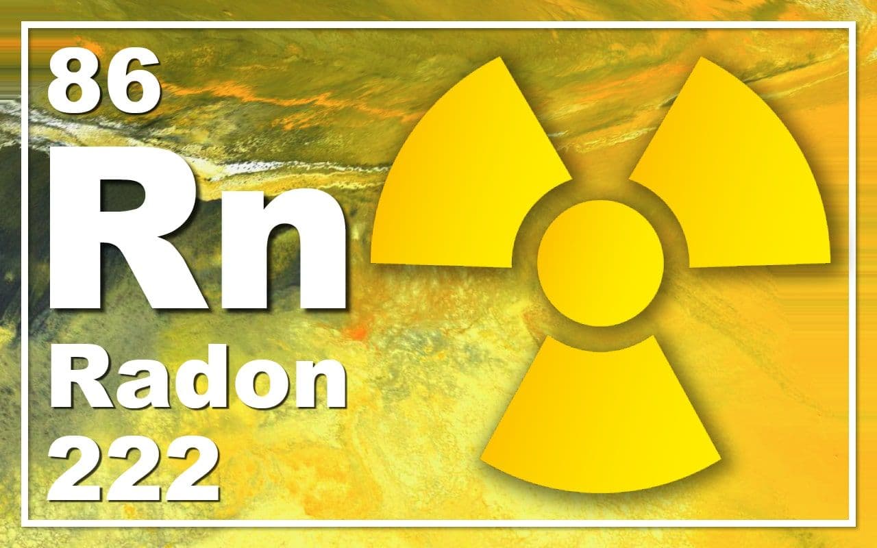 Illustrasjon av radon som siver opp fra grunnen
