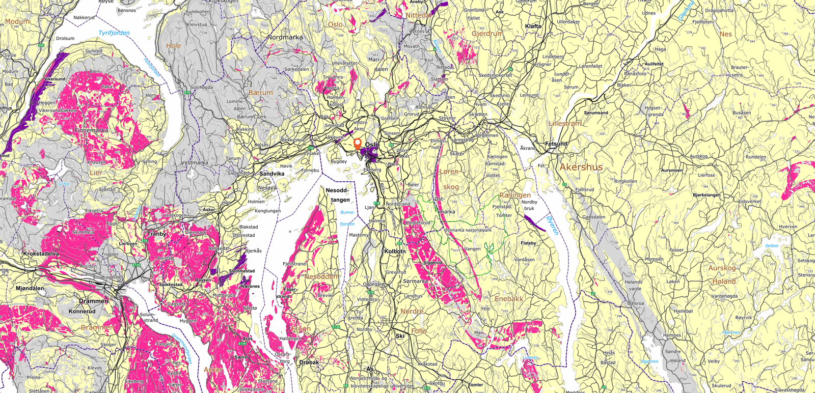 Radonkart over Osloområdet - Radoninspektøren
